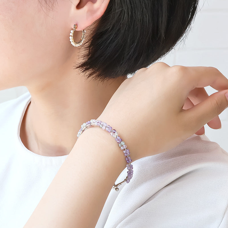 レシピNo.KR1377 天然石のワイヤーワークアクセサリー3種