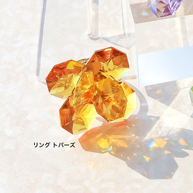 レシピNo.KR1417 貴和クリスタルのオクタゴナルフラワーアクセサリー2種
