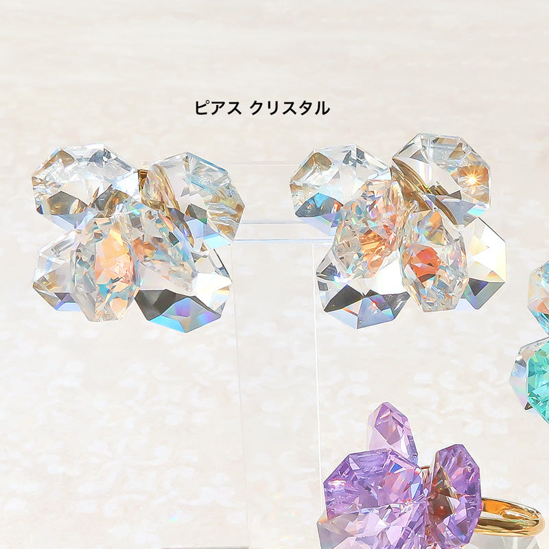 レシピNo.KR1417 貴和クリスタルのオクタゴナルフラワーアクセサリー2種