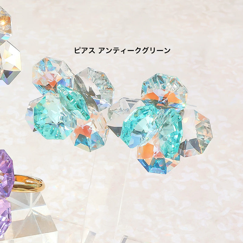 レシピNo.KR1417 貴和クリスタルのオクタゴナルフラワーアクセサリー2種