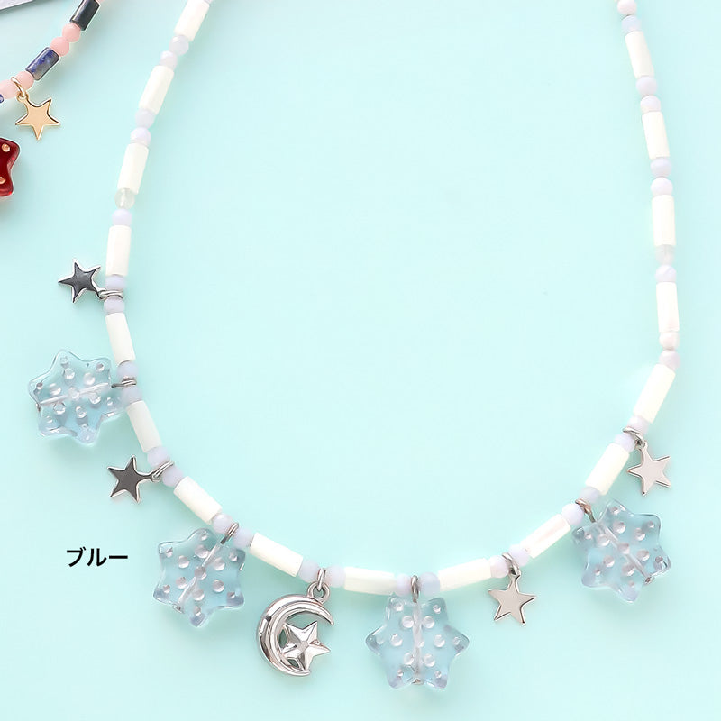 レシピNo.KR1428 チェコビーズと天然石のショートネックレス2種
