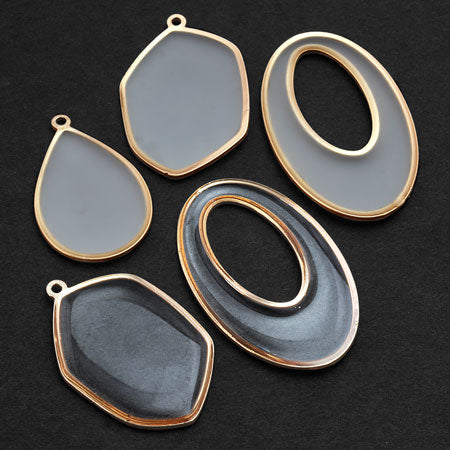 メタルフレーム樹脂入 オーバル大穴 クリア/G【アウトレット】