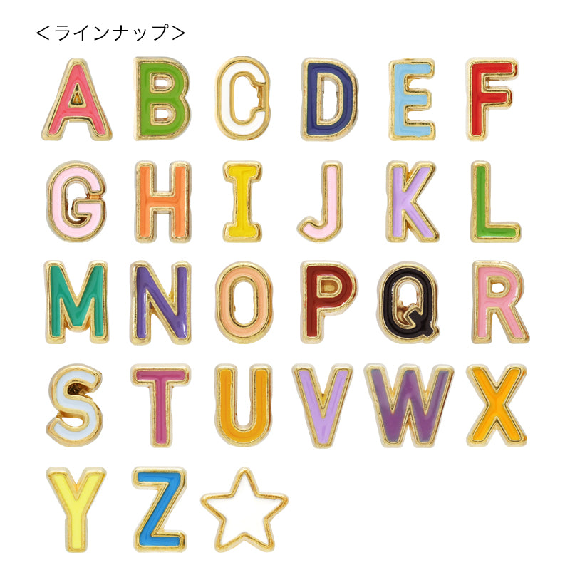 メタルパーツ イニシャル エポ付 G ゴールド(ピンク系)