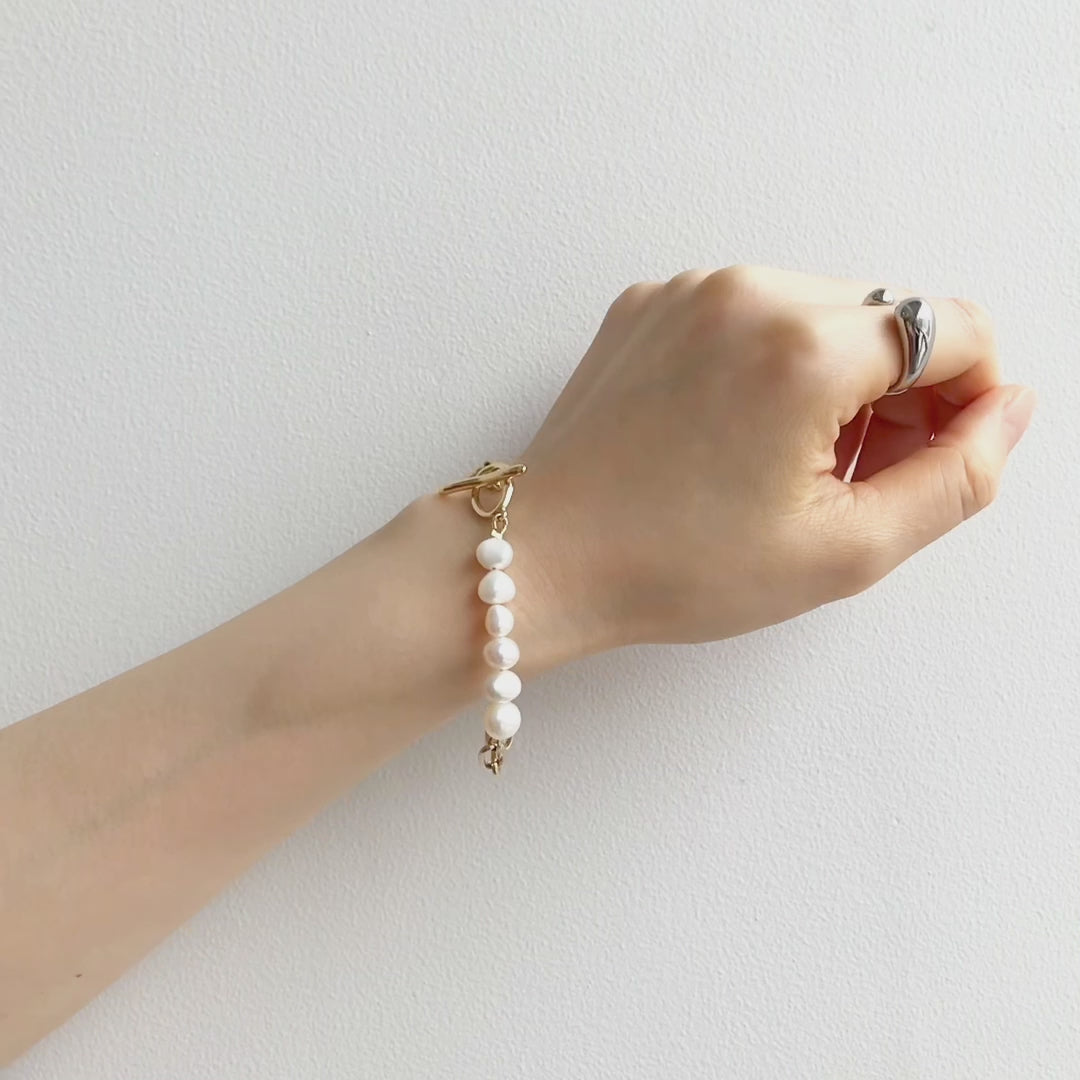 キット 淡水パールとチェーンのブレスレット ホワイト(KR1151、KR1152)