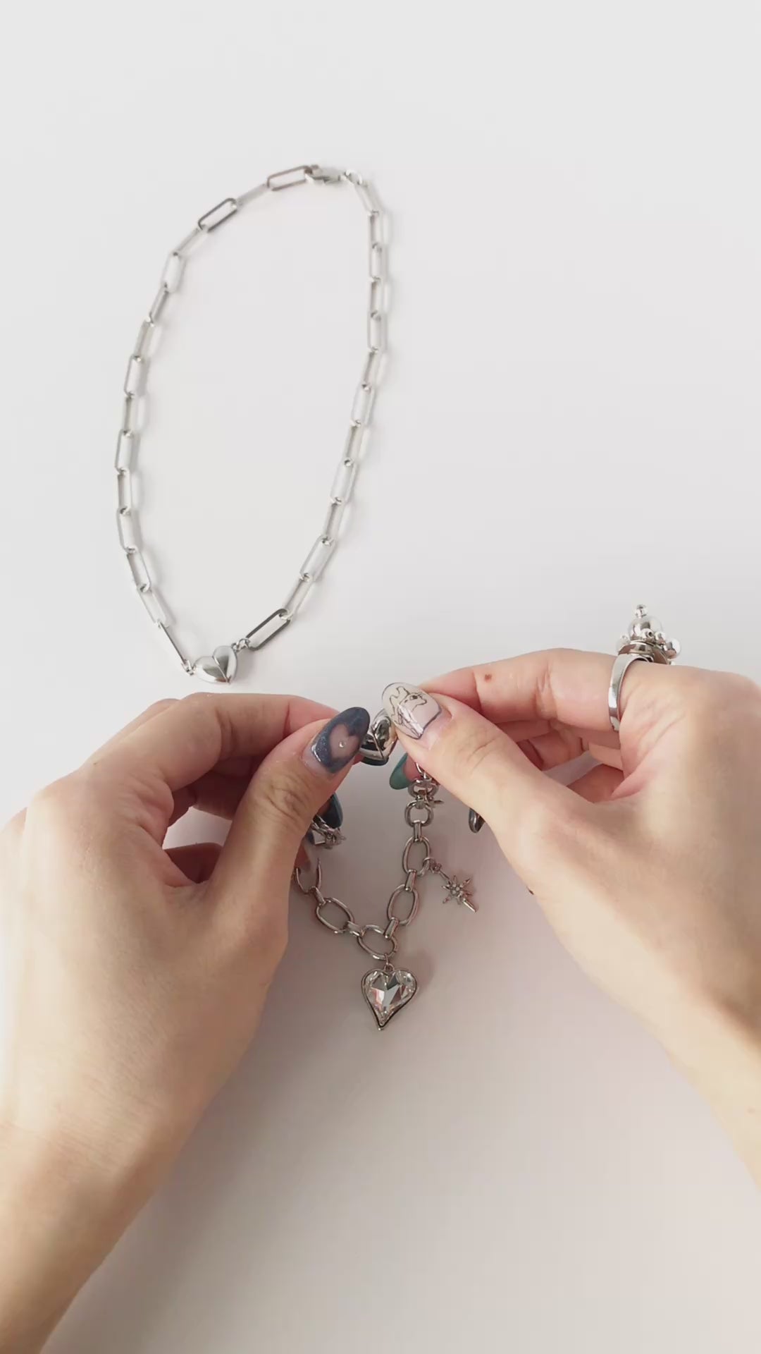 Stainless steel magnet clasp heart fabric (SUS304)