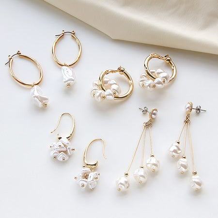 Resin pearl baroque beans 1 cream
