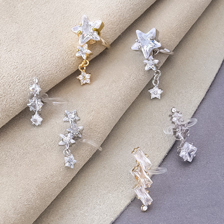 Cham Kubic, Zilconia, no-Star Three, Gold.