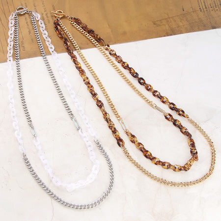 アクリルチェーン 小判 ブラウンミックス