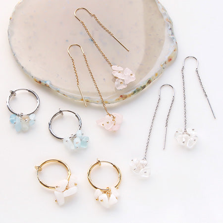Natural Stone Glasses Flying Charm Sazare Aquamarine (Natural)/Silver