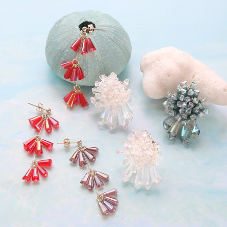 Glass cut bead tower Crystal Gold