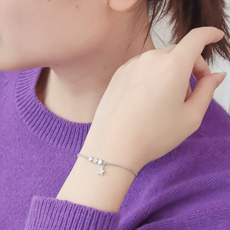 Chain bracelet snake with stopper rhodium color