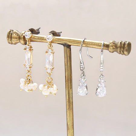Charm Cubic Zirconia Claw Clasp 2 Rows Gold