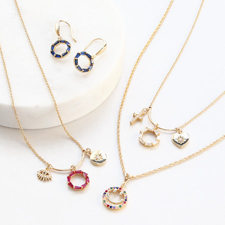 チャーム キュービックジルコニア スマイル マルチカラー/G