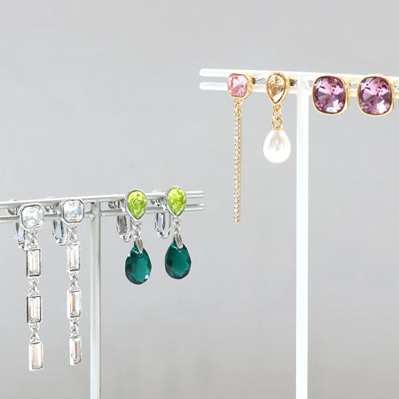 ピアス ステンレス 石座カン付 #4320 8×6mm ロジウムカラー