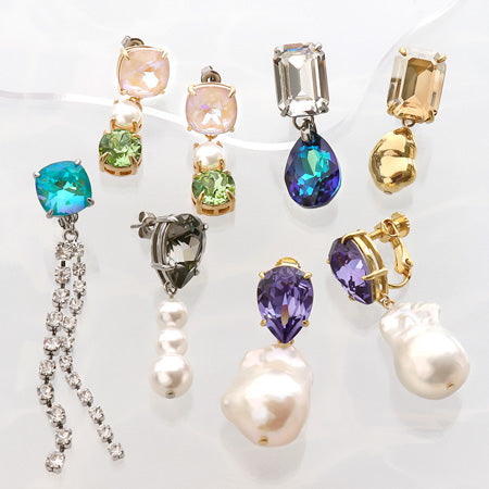 Earrings screw spring with stone seat cushion