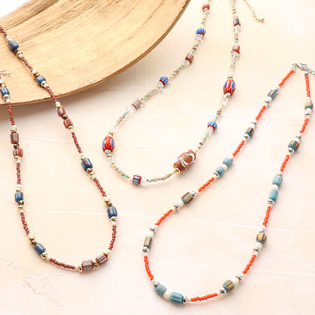 アフリカントレードビーズ シェブロン2 グリーン【アウトレット】