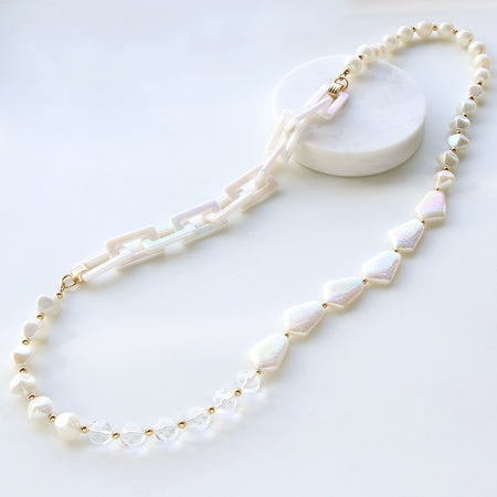 アクリルチェーンパーツ 小判スクエア ホワイトAB【アウトレット】