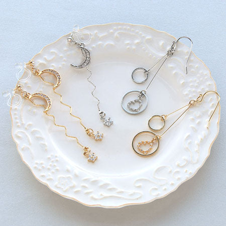 チャーム キュービックジルコニア オープンハート ゴールド