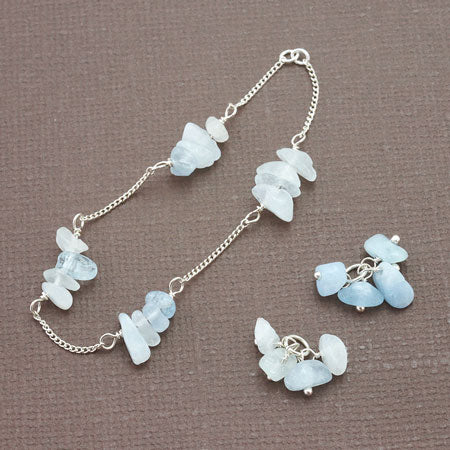 Natural Stone Glasses Flying Charm Sazare Aquamarine (Natural)/Silver