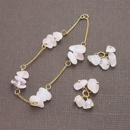 Natural stone glasses fastening fringe charm Sazare Rose Quartz (natural)/G