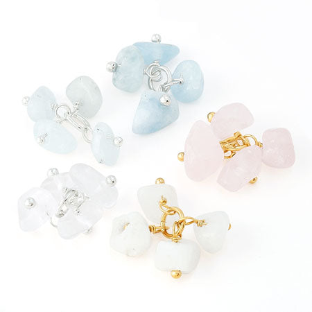 天然石 めがね留めフリンジチャーム サザレ クリスタル(天然)/シルバーメッキ