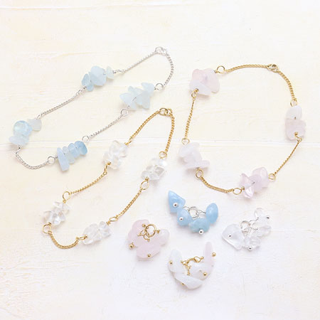 Natural Stone Glasses Flying Charm Sazare Aquamarine (Natural)/Silver