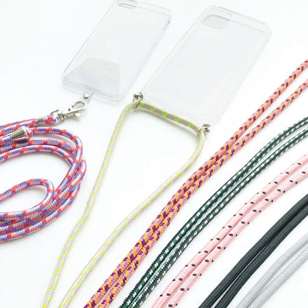 Smartphone strap cord black orange mix