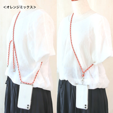 Smartphone strap cord black orange mix