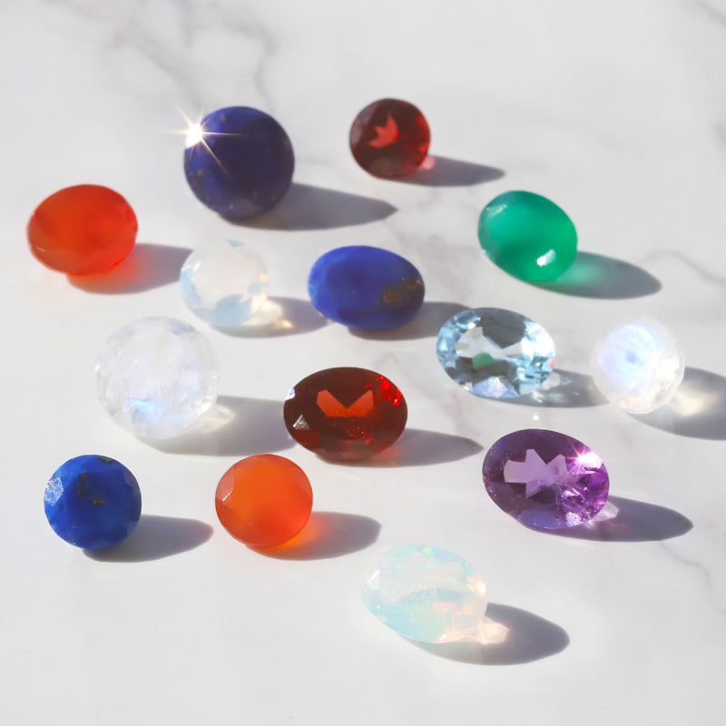 Natural Stone Ruth Round Rainbow Moon Stone