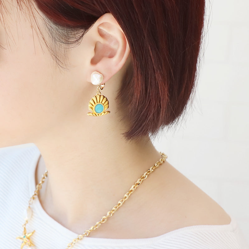 ギリシャチャーム シーシェル ホワイトマーブル/G