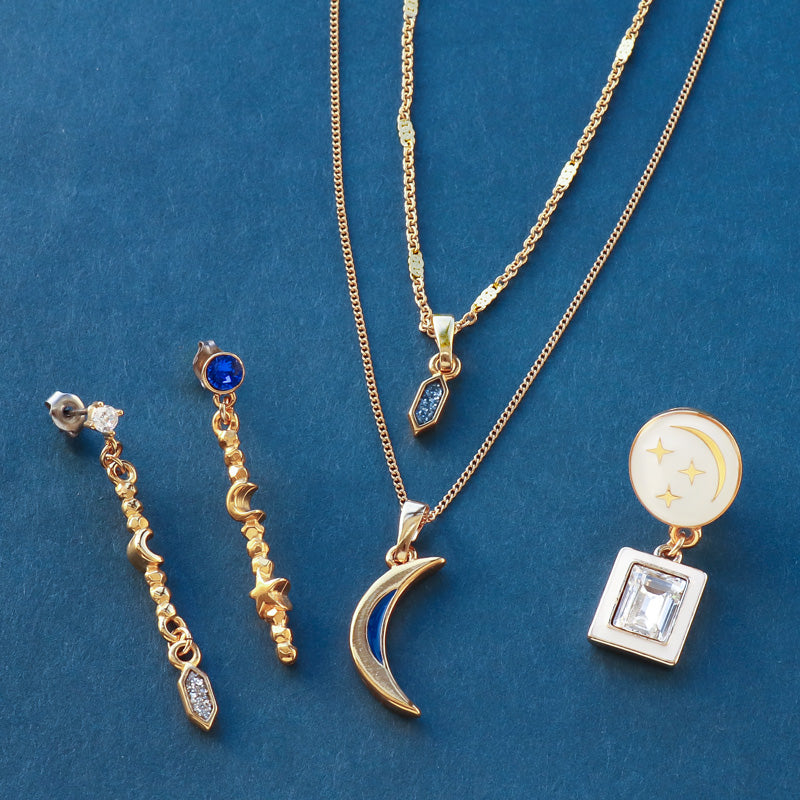 Greek Charm Moon Round Navy/G