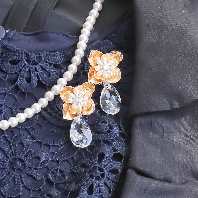 【KIWA BRIDAL】KBE-10 フラワードロップ イヤリング ゴールド