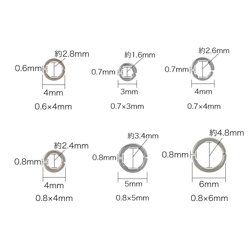 ステンレス 丸カン 生地(SUS316L)