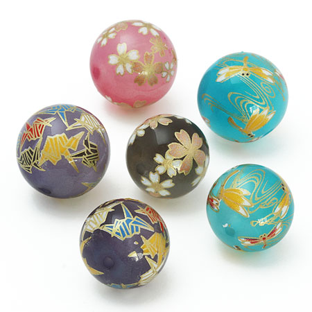 Transfer spider beads cherry blossom black