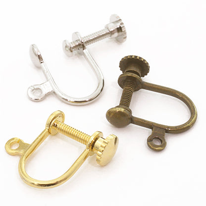 Earrings screw type flat bra gold