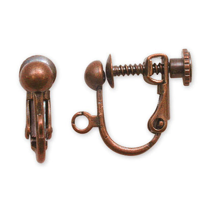 Earrings screw spring ball bra copper old beauty