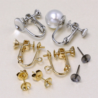 Earrings with screw spring screw cutting ring gold