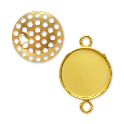 Pendant with 2 shower rings gold