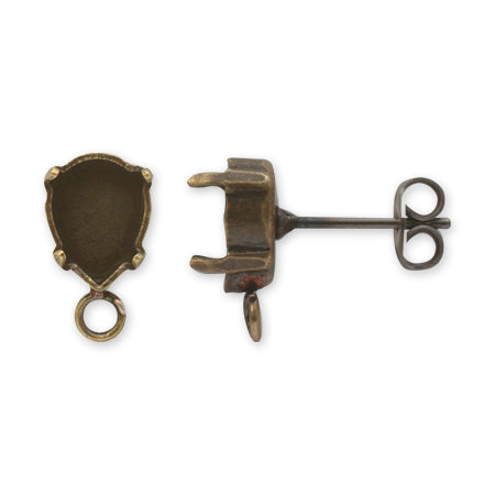 Earrings with titanium stone set Shizuku for 8 x 6 mm (for 
