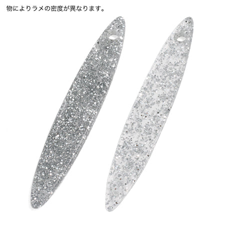 Obi decoration plate oval 1 hole silver glitter