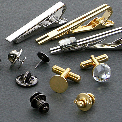 Tie tack with round plate needle gold
