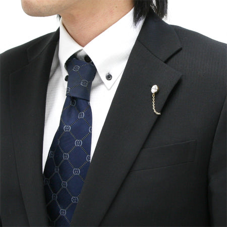 Tie tack set with ring rhodium color