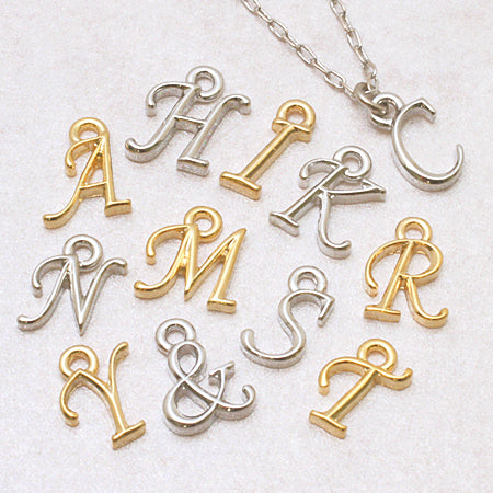 Charm Initial Basic V Rhodium Color