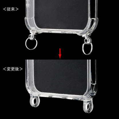 アイフォンXR・11 対応ケース リング付 ストラップ用　クリア