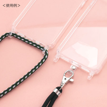 アイフォン12mini 対応ケース リング付 ストラップ用 クリア