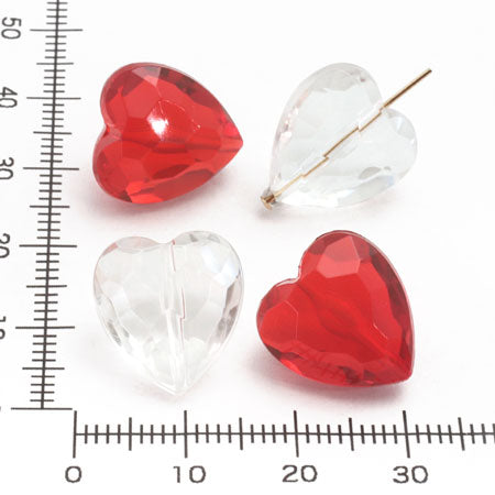 Acrylic Made in Germany Faceted Heart Clear Red