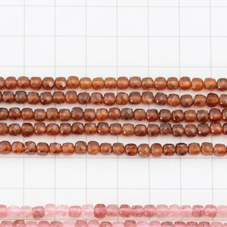 Natural stone square cut 4mm orange garnet (natural)