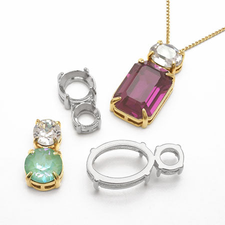 ダブル石座 ＃1088 SS29/＃4120 14×10mm用 ロジウムカラー – 貴