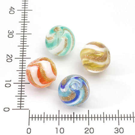glass beads, spiral creier, green.