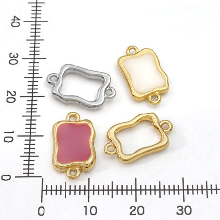 Melty frame deformed square 2 rings gold